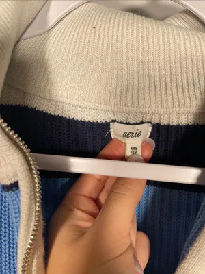 Aerie Womens Beyond Quarter Zip Sweater Chunky Blue Stripes Xxs Oversized thumbnail 3