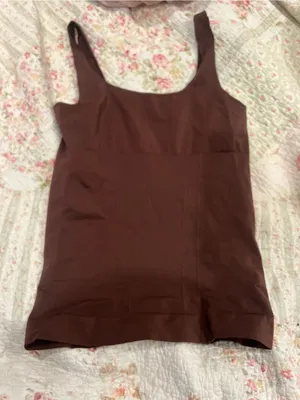 PINK Victoria's Secret Chocolate Brown Scoop Tank thumbnail 1