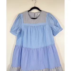 English Factory Womens Dress Blue Quinn Babydoll Striped Tiered A Line Small thumbnail 3