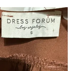 DRESS‎ FORUM Satin Bronze Brown Ruched Sleeve Wrap Mini Dress Sz S thumbnail 5