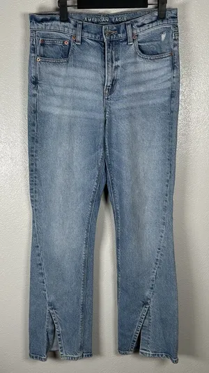 American Eagle 90's Bootcut Jeans Womens 6 Front Slit Split Hem‎ Stretch Denim thumbnail 1