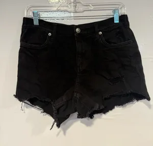 Black Distressed‎ Aerie Denim Shorts thumbnail 1