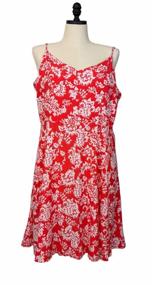 Gap Soft Cami Dress XXL V Neck Smocked Floral Red White NWT Sundress Casual thumbnail 1