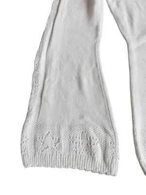 LoveShackFancy White Toro Crochet Flare Pants Wide Leg Pointelle X-Small Women's thumbnail 9