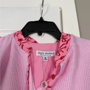 Simply Southern Pink Red Bow Midi Dress NEW NWT thumbnail 5