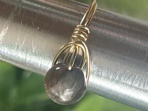Handmade gold tone petrified wood wire wrapped crystal ring - size 7.5 thumbnail 2