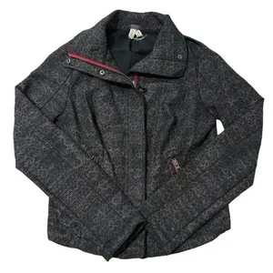We The Free Moto Jacket‎ Leopard Print Red Trim Pockets Full Zip Size 2 thumbnail 2