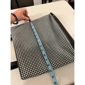 Black & White 100% Cotton Double Strap Gingham Checkered Medium Tote Bag thumbnail 12