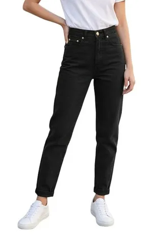 Asos Design Clean Black Slim Mom Jeans, W26L30 thumbnail 1