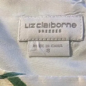 Liz Claiborne Silk Sheath Dress Womens 8 White Blue Green New Tropical Mini Tie thumbnail 4