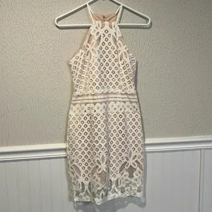 Lulus Steal a Kiss White Lace with Nude lining dress size small thumbnail 5