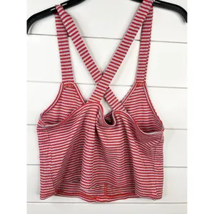 Lumiere Red Blue Striped Cross-Back Button-Front Tank Top Size M Cropped thumbnail 3