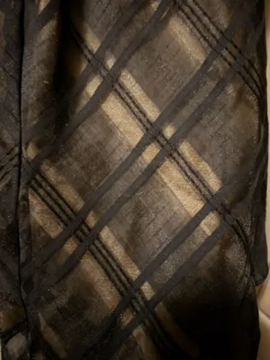 Ruffle Halter Neck Sheer Plaid Tank Blouse Black thumbnail 4