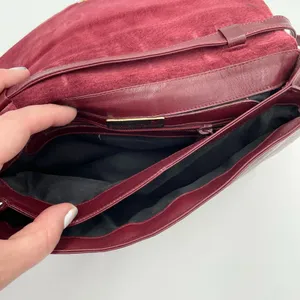 Vintage 60s 70s Stanley Blacker Designer Shoulder Bag Purse Burgundy Red Leather thumbnail 10