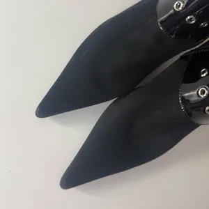 Jeffrey Campbell Seatbelt Black Suede Black Patent Buckle Heel Boots thumbnail 4