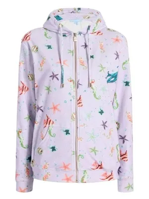 Hill House The Allie Zip Up Sweatshirt Women XS Purple Sea Creatures Hooded‎ thumbnail 1