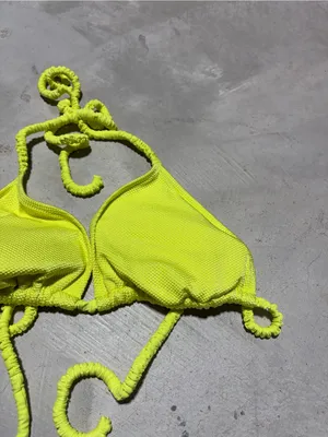 Aerie Neon Yellow Ruched Triangle Bikini Top XL thumbnail 6