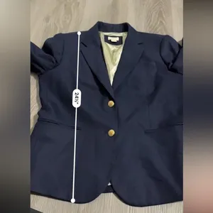 J. Crew Factory Wool Blend Navy Blue‎ Long Sleeve Button Blazer Size 10 thumbnail 10