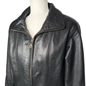 Wilson's Leather Genuine Leather Women's Blazer Jacket Size XS Black Pockets Long Length thumbnail 3