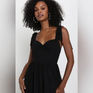 Lulus Radiant Charisma Black Chiffon Ruched Tie-Strap Maxi Dress thumbnail 3