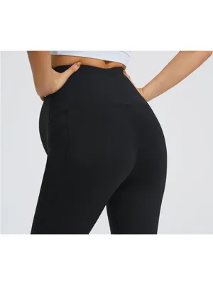 JOYSPELS Maternity Flare Leggings Over The Belly w/ Pockets Soft, Comfortable thumbnail 4
