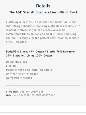Abercrombie & Fitch The A&F Scarlett Strapless Linen-Blend Skort Dress in Shell thumbnail 3