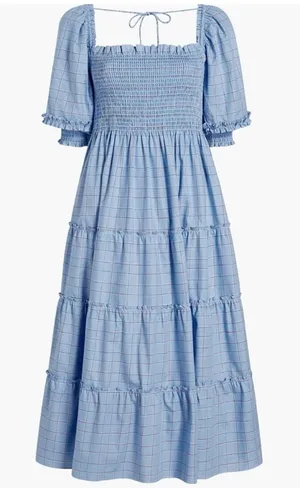 Hill House Nesli Dress in Diana blue check XS thumbnail 1