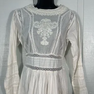 Free People White Victorian Waisted Mini Dress Ivory No Size EUC thumbnail 6