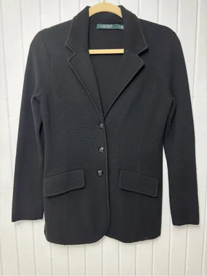 Lauren Ralph Lauren Black Cotton Sweater-Knit Blazer‎ size S thumbnail 7