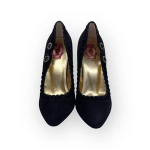 new Hale Bob ☀︎︎ Crystal Cut Out Embellished Pump Heel ☀︎︎ Black Suede ☀︎︎ 6.5M thumbnail 9