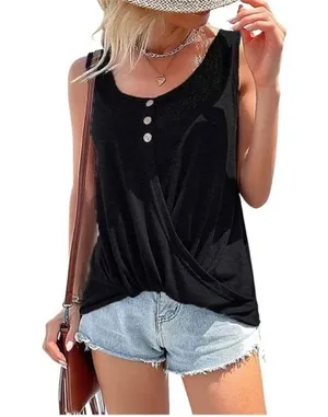 Elegant Black Sleeveless Women's Tank Top thumbnail 1