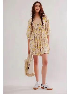 Free People Western Bohemian Dainty Lola Dress Banana Ivory Medium NWT thumbnail 7