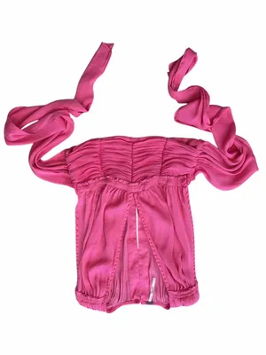 Free People Hot Pink Ruched Wrap Top thumbnail 1