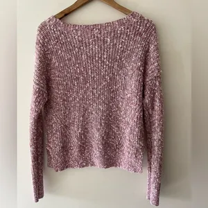 Abercrombie & Fitch Marled Pink Shaker Sweater Cotton‎ Linen Blend thumbnail 4