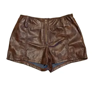 NWT BEAUDRM Brown PU Leather Low Rise Micro Mini Shorts Y2K Party Small thumbnail 4