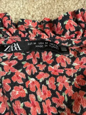 Zara Ditsy Floral Mini Shirt Dress Size Medium thumbnail 2