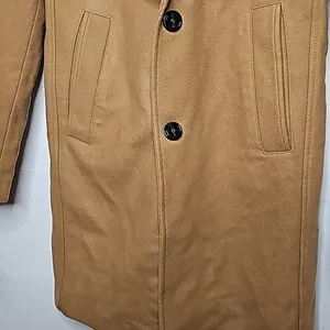 NWOT Zara tan long Tessuti wool made in Italy 2 button collared jacket coat sz S thumbnail 4