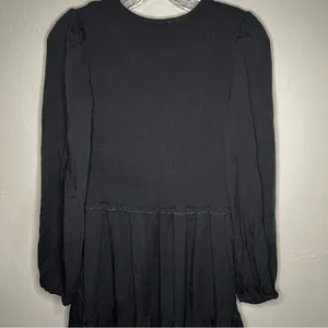 Bohme Black Tencel Smocked Tiered V-Neck‎ Long Sleeve Boho Midi Dress thumbnail 11