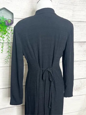Vintage Black & Pink Floral Embroidered Long Sleeve Dressy Duster Blouse Size 8 thumbnail 9