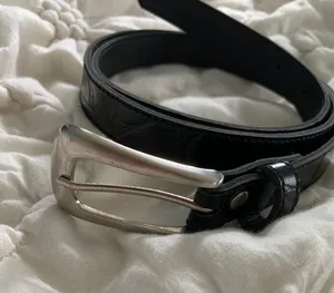 The Vintage Shop Vintage Black And Silver Belt thumbnail 1