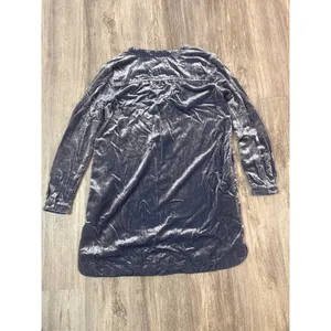 Anthropologie Melody Velvet‎ Tunic Dress Long Sleeve Pockets Size XS Slate Blue thumbnail 4