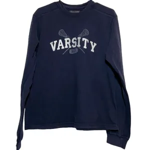 Abercrombie & Fitch Varsity Sweatshirt 100% Cotton Crew Neck Embroidered Navy L thumbnail 1