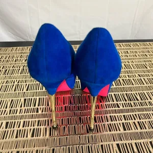 Betsey Johnson Giselle Blue Suede Heels with Hot Pink Sole‎ thumbnail 3