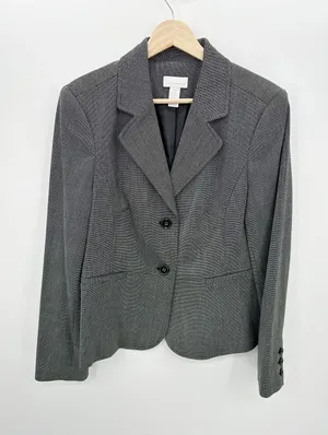 Charter Club Women 2 Piece Suit Size 10 Set Blazer Black Plaid Office‎ Career thumbnail 1