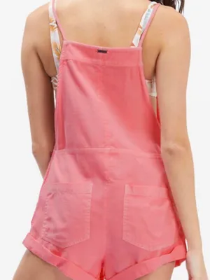 🪸Billabong Wild Pursuit Pink Romper Shorts Overalls Jumper Bibs🪸 ~medium thumbnail 2