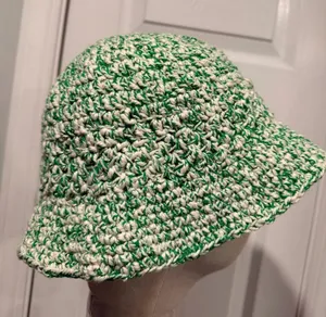 Handmade Crochet Bucket Hat 100% Cotton Lightweight Packable Festival Boho Beach thumbnail 1