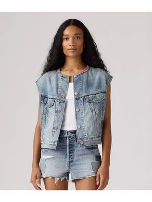 New Levi's M 90s Shrunken Collarless Vest Melody'S Muse Vest Medium Wash Medium thumbnail 2