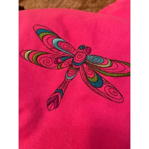 Y2K Comfort Colors Hot Pink Canvas Dragonfly Drawstring Backpack Bag Festival thumbnail 2