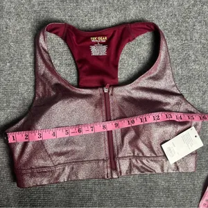 Tek Gear Women's Workout Athletic Sporty Zip Front Racerback Sports Bra Sz L thumbnail 8