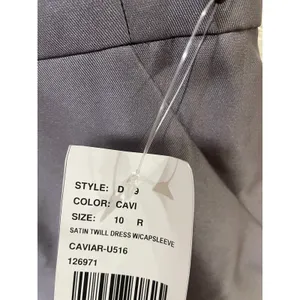 Alfred Sung D779 V-Neck Satin Cap Sleeve Pockets Cavier Gray Gown‎ Size 10 New thumbnail 8